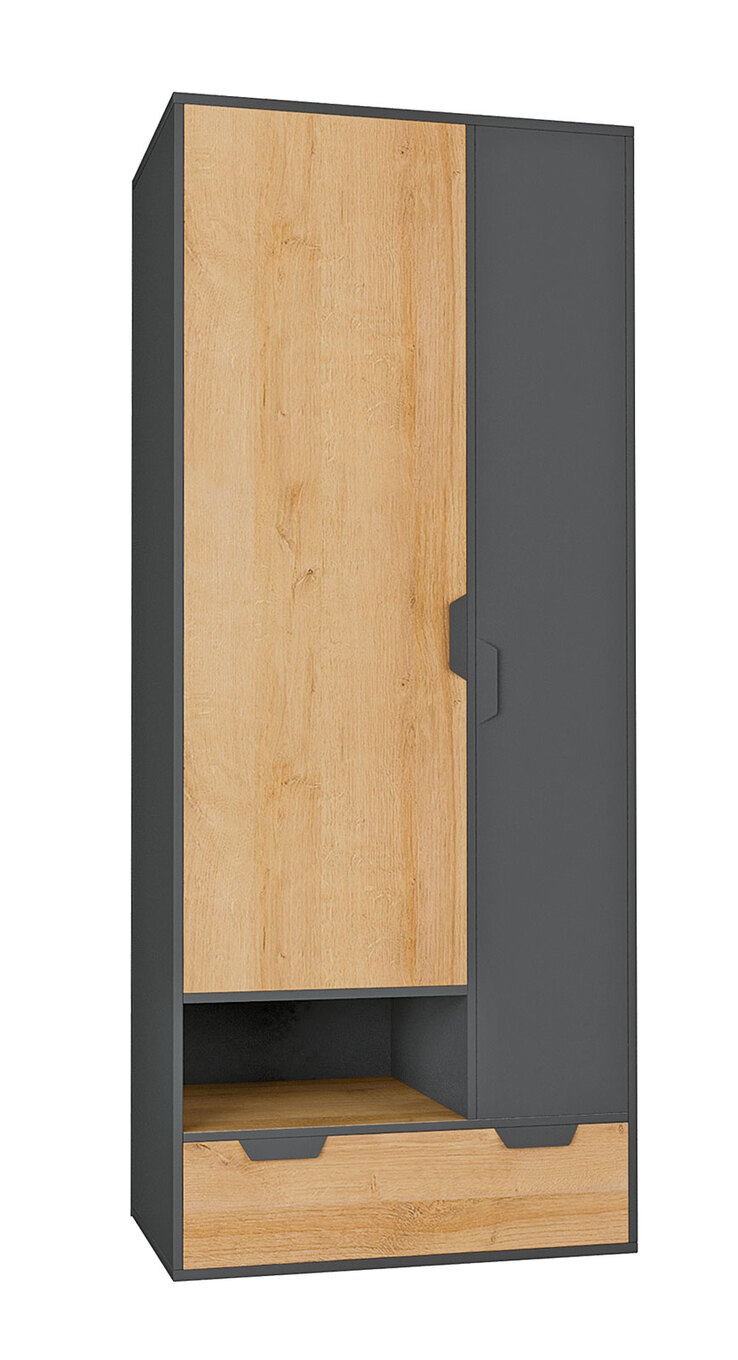 Kleiderschrank Nano Eiche Riviera/Graphit Nachbildung ca. 80 x 195 x 50 cm