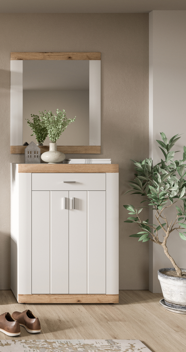 Garderobenkombination Laredo 2-teilig 74 x 191 cm Weiß/Nox-Oak-Dekor