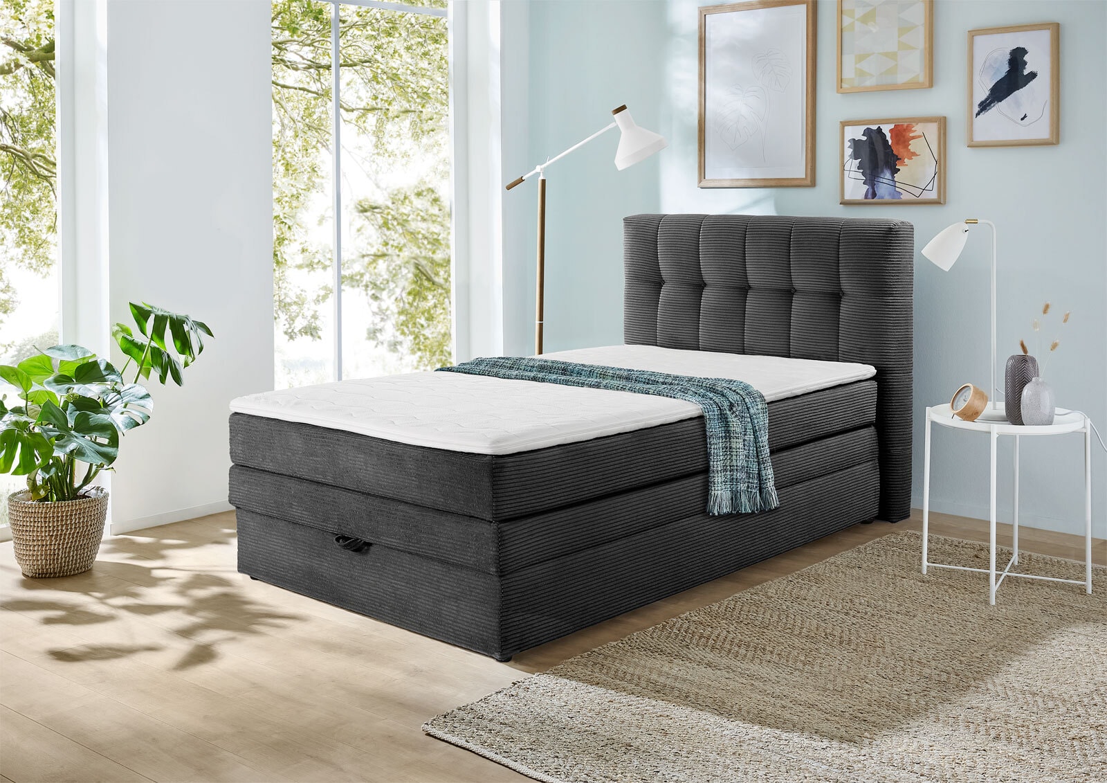 Boxspringbett Amy Plus 120 x 200 cm dunkelgrau