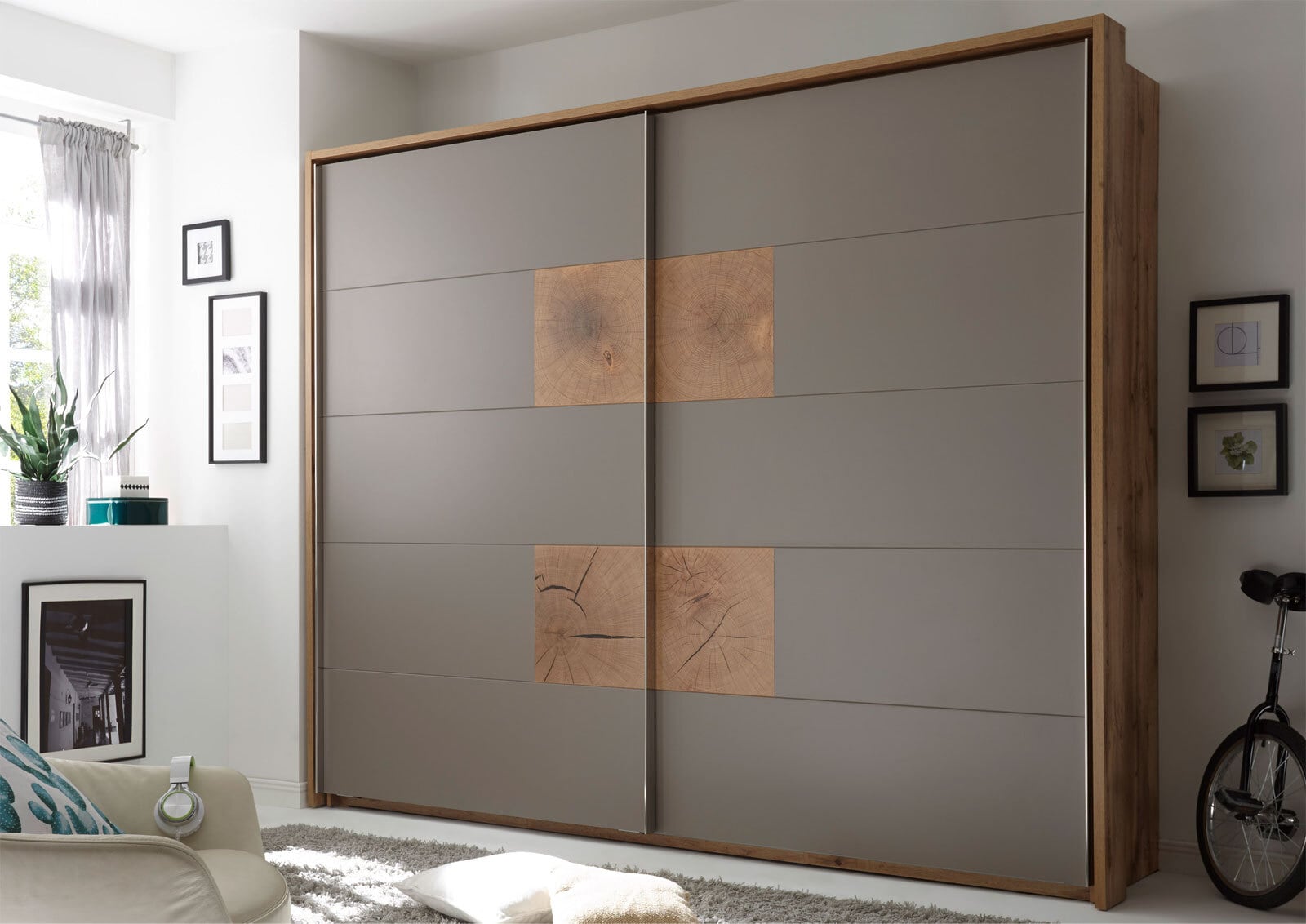 Kleiderschrank Forest Wildeiche Nachbildung/Basaltgrau Nachbildung ca. 270 x 225 x 60 cm 