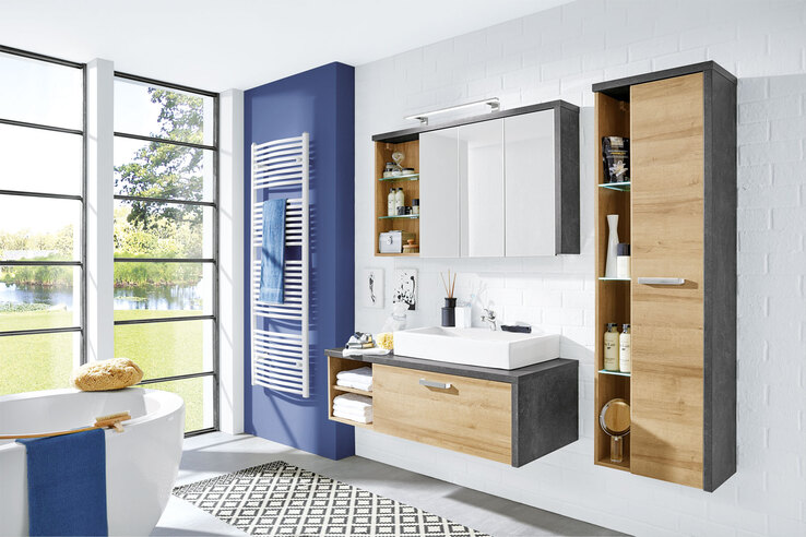 Spiegelschrank Bay Braun 123x71x18 cm