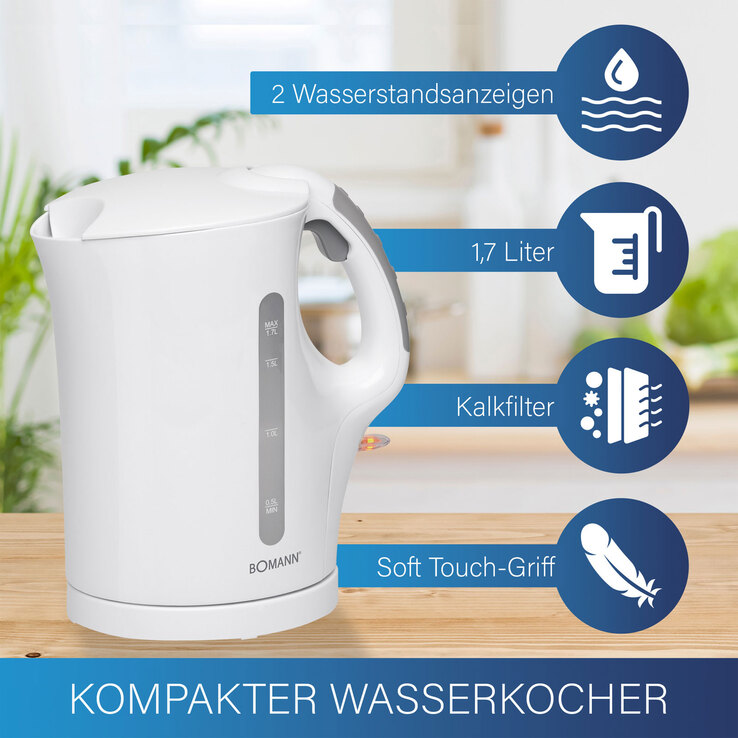 BOMANN Wasserkocher WK 5011 CB 1,7 Liter weiß