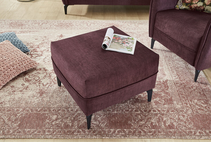  Hocker NOVARA Stoffbezug Aubergine