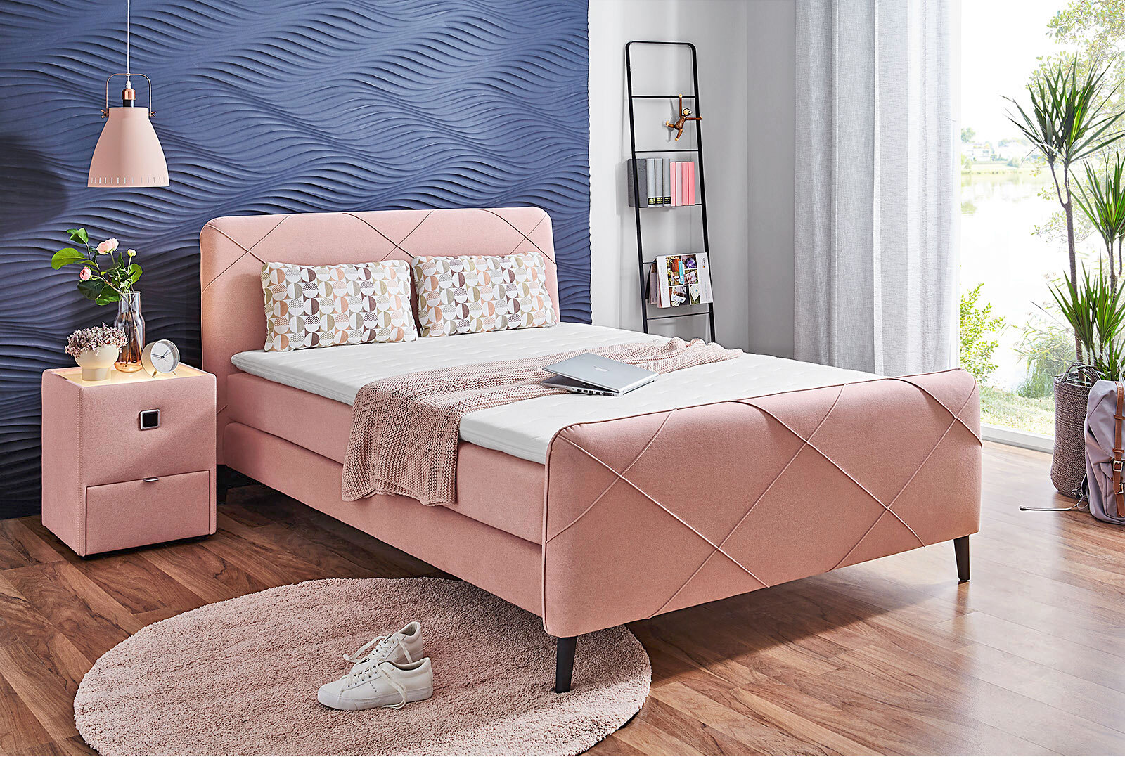 Boxspringbett Emia 140x200 cm rosa