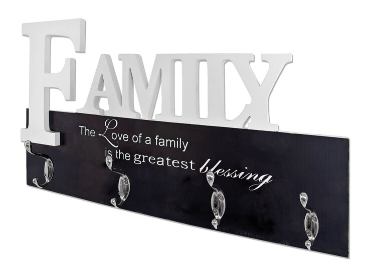 Garderobenleiste Family 50x27x3 cm Weiß/Schwarz