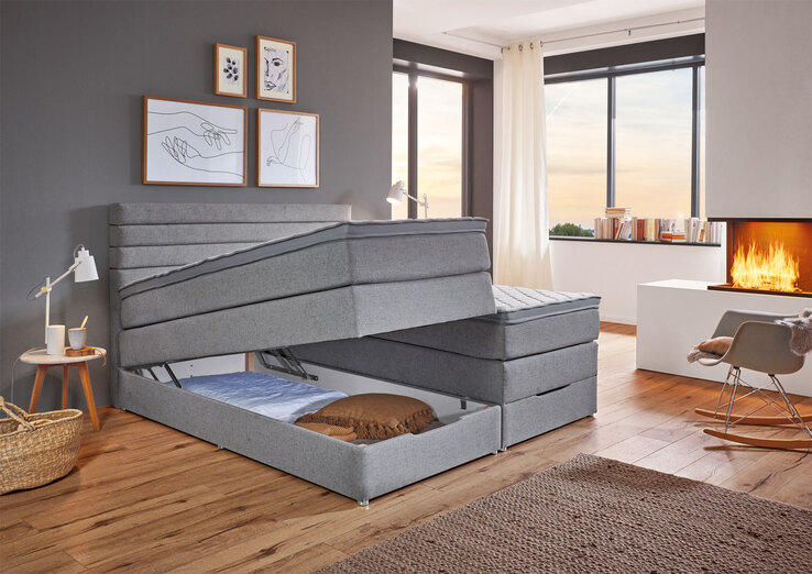 Boxspringbett Vernon Silber 180 x 200 cm