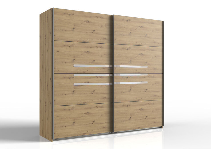 Schwebetürenschrank Anna Plankeneiche Nachbildung ca. 225 x 210 x 65 cm