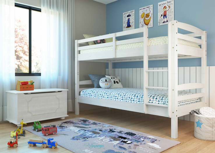 Etagenbett Nikolaus 90 x 190 cm Kiefer massiv weiß lackiert