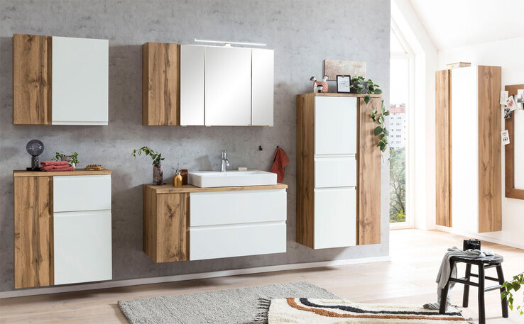 Spiegelschrank Gent braun 3-türig B/H/T 105x64x20 cm