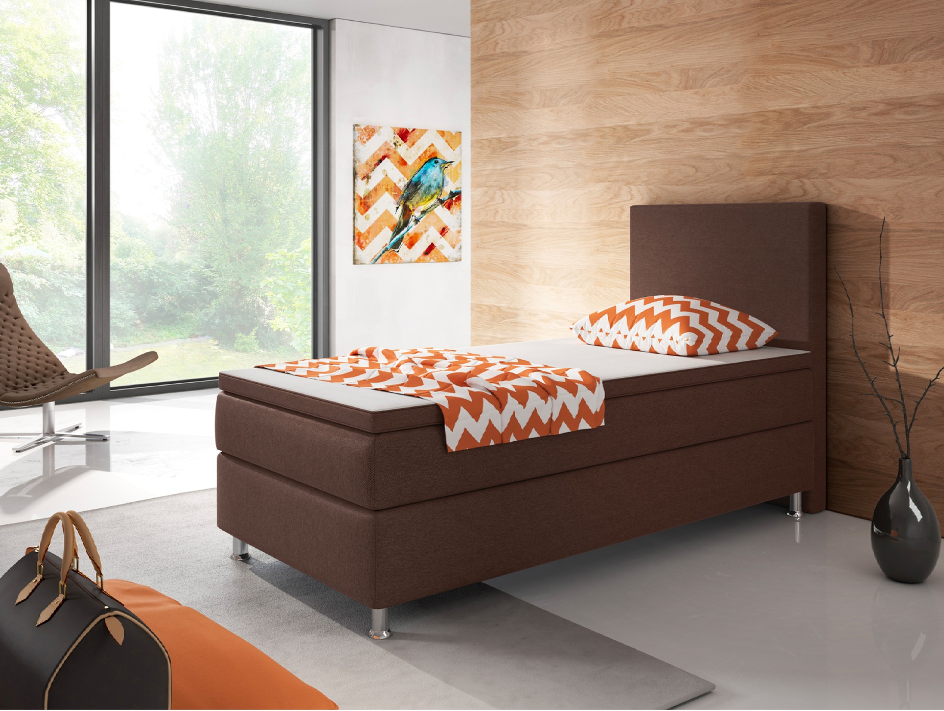 Boxspringbett Berlin 90 x 200 cm braun