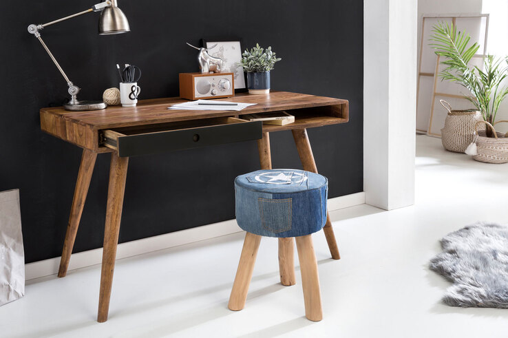 Schreibtisch Wexford Massivholz braun/schwarz