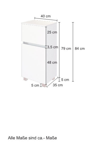 Unterschrank Baabe 40 x 79 cm graphitgrau matt