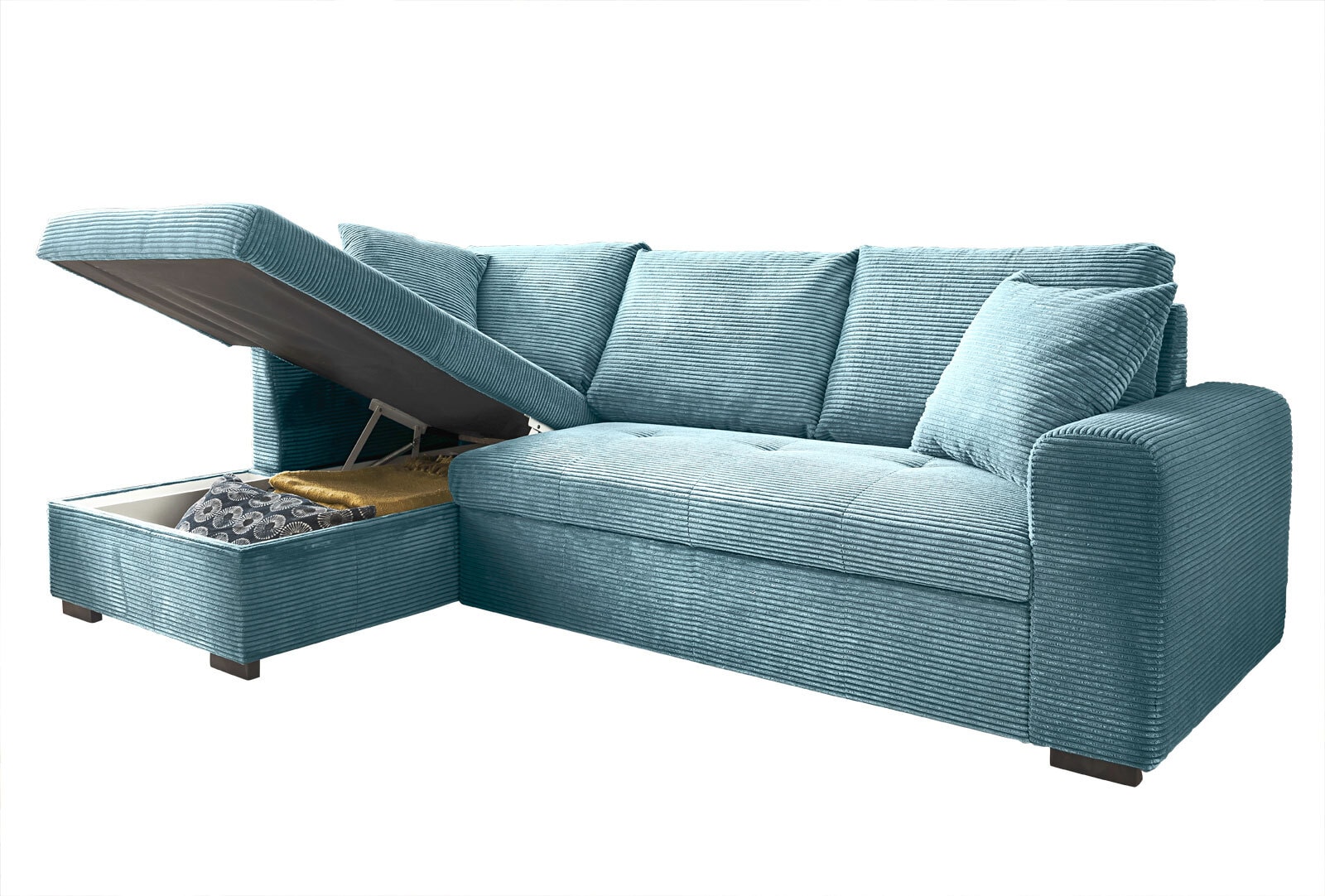 Ecksofa Lukas 239x90x158 cm Cord Bezug lagoon