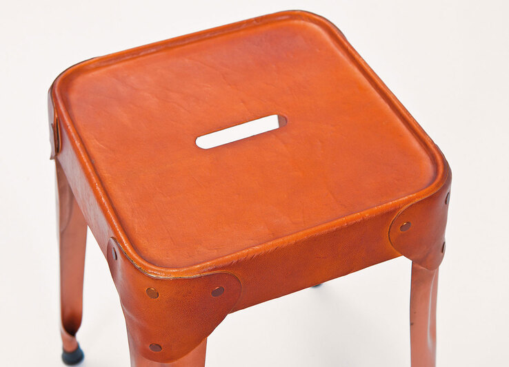 Hocker Nico Ledersitz / kupferfarbig 35 x 45 x 35 cm