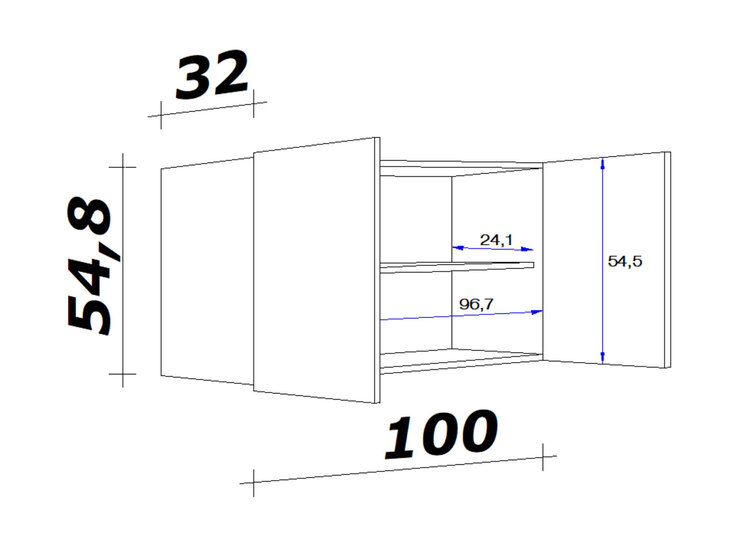 Hängeschrank Valero Weiß/Braun 100 x 54 x 32 cm