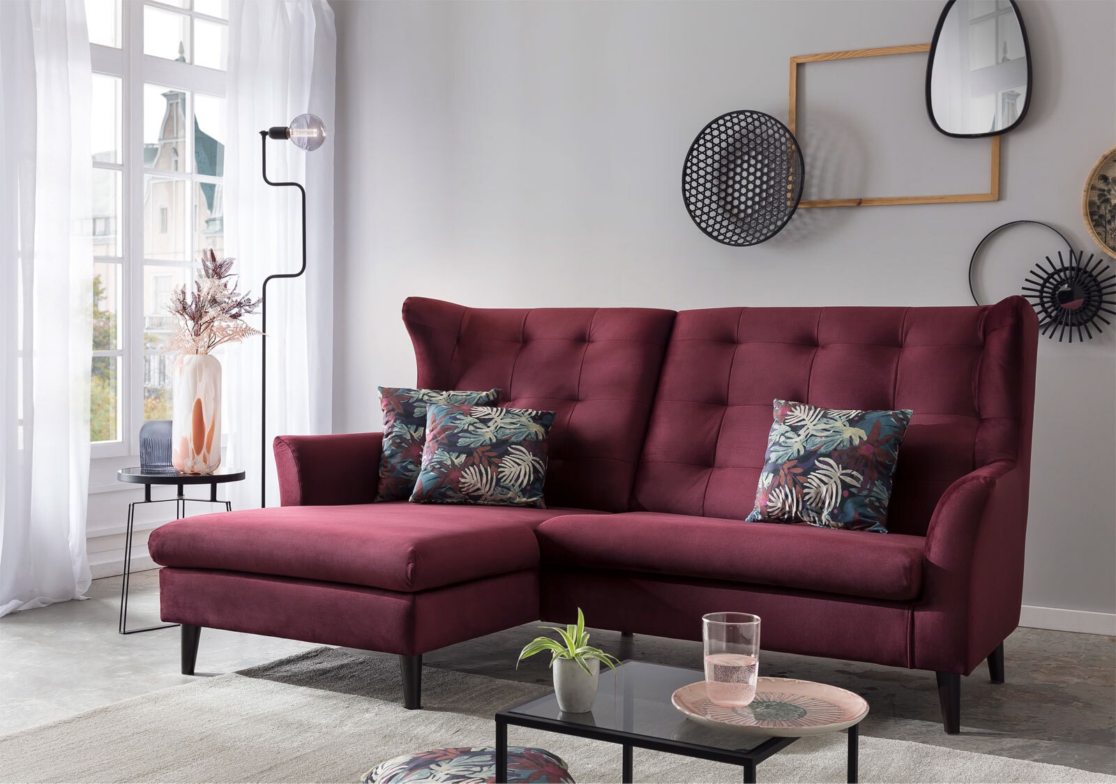 Ecksofa Lyon, Burgund rot