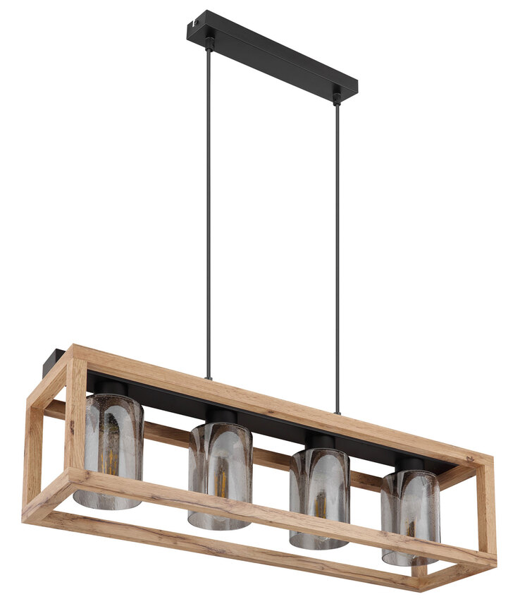 PETTEY Pendellampe schwarz 15497-4H, B/H/T: 75 x 120 x 20 cm, Glas, Metall