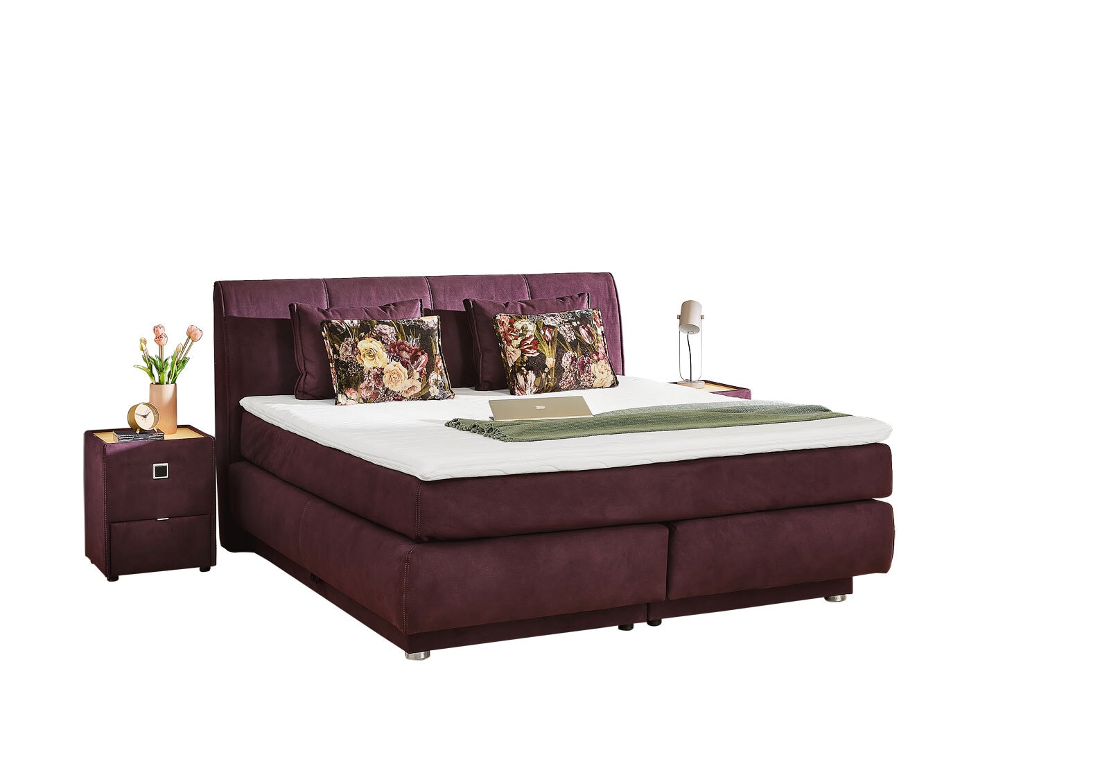 Boxspringbett Carla Mix Aubergine 180x200 cm