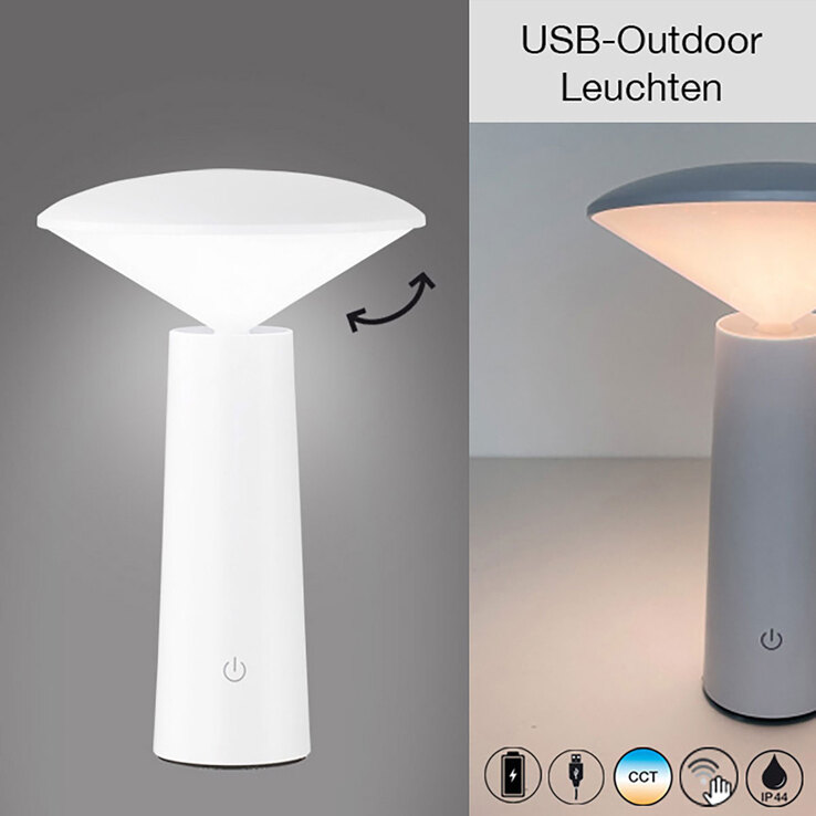 easy! by FHL Akku LED Tischlampe Pinto 14x21cm Kunststoff weiß