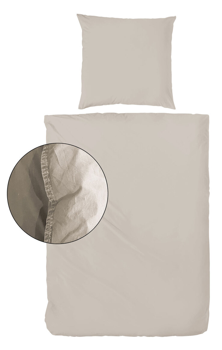 Hahn Renforcé-Bettwäsche Stonewashed 155 x 220 cm leinen