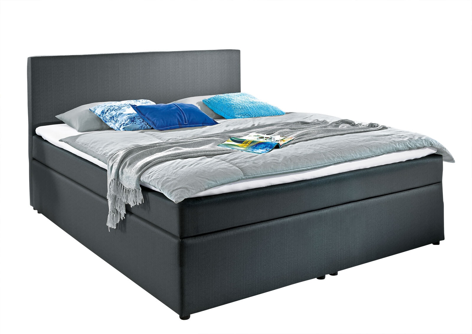 Boxspringbett Orlando Stoffbezug Anthrazit ca. 140 x 200 cm