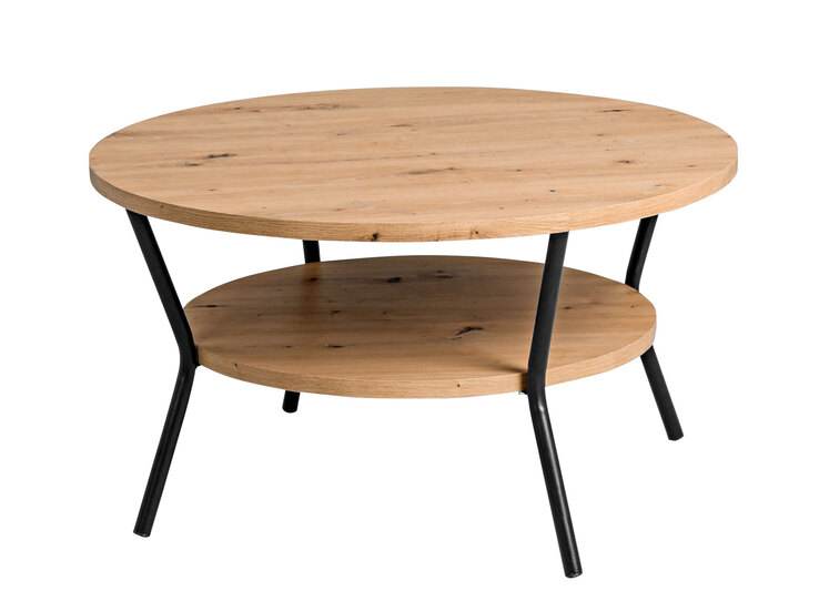 Couchtisch Aurora Durchmesser 80cm Metall Eiche Artisan