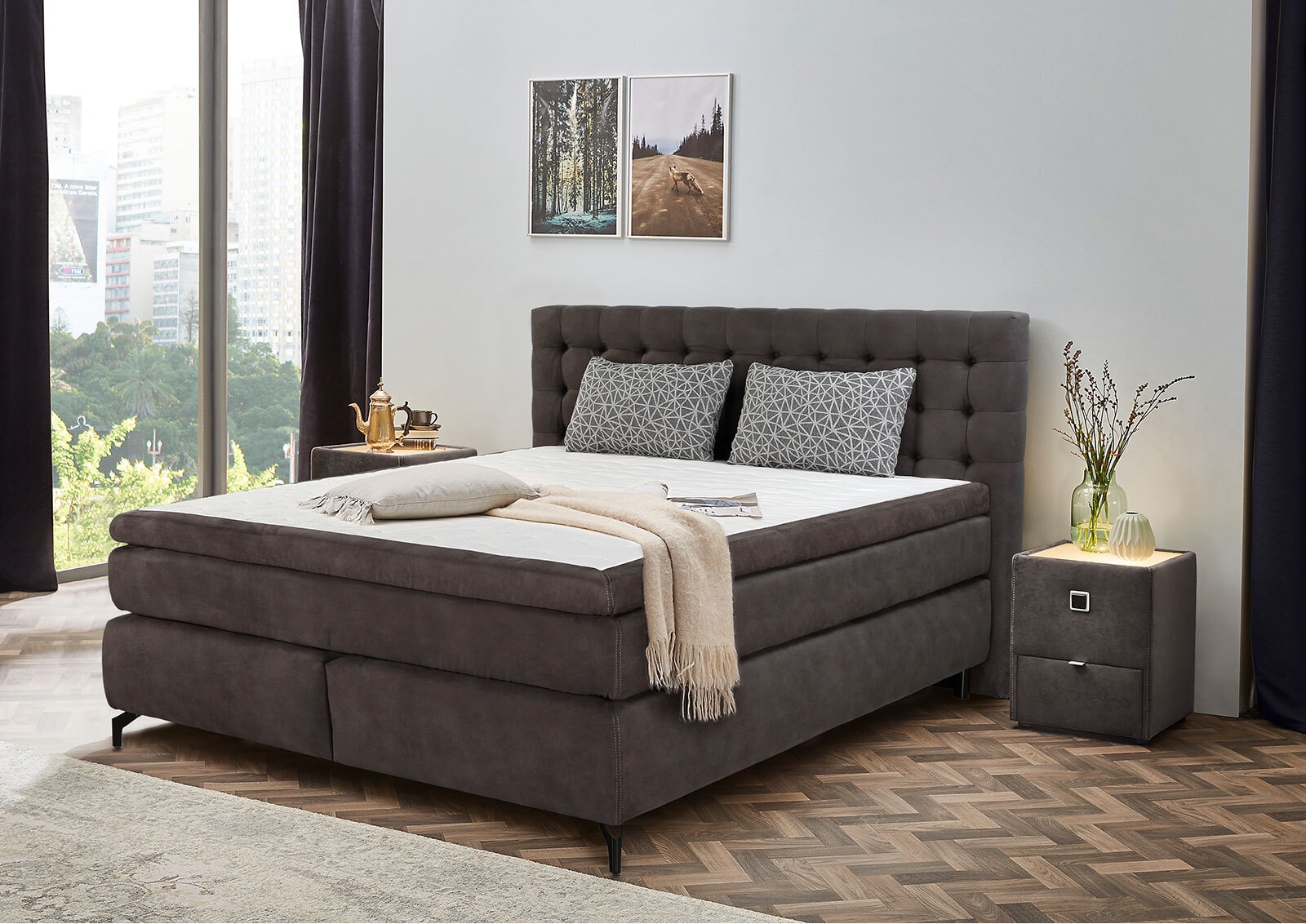 Boxspringbett Juna Min Anthrazit