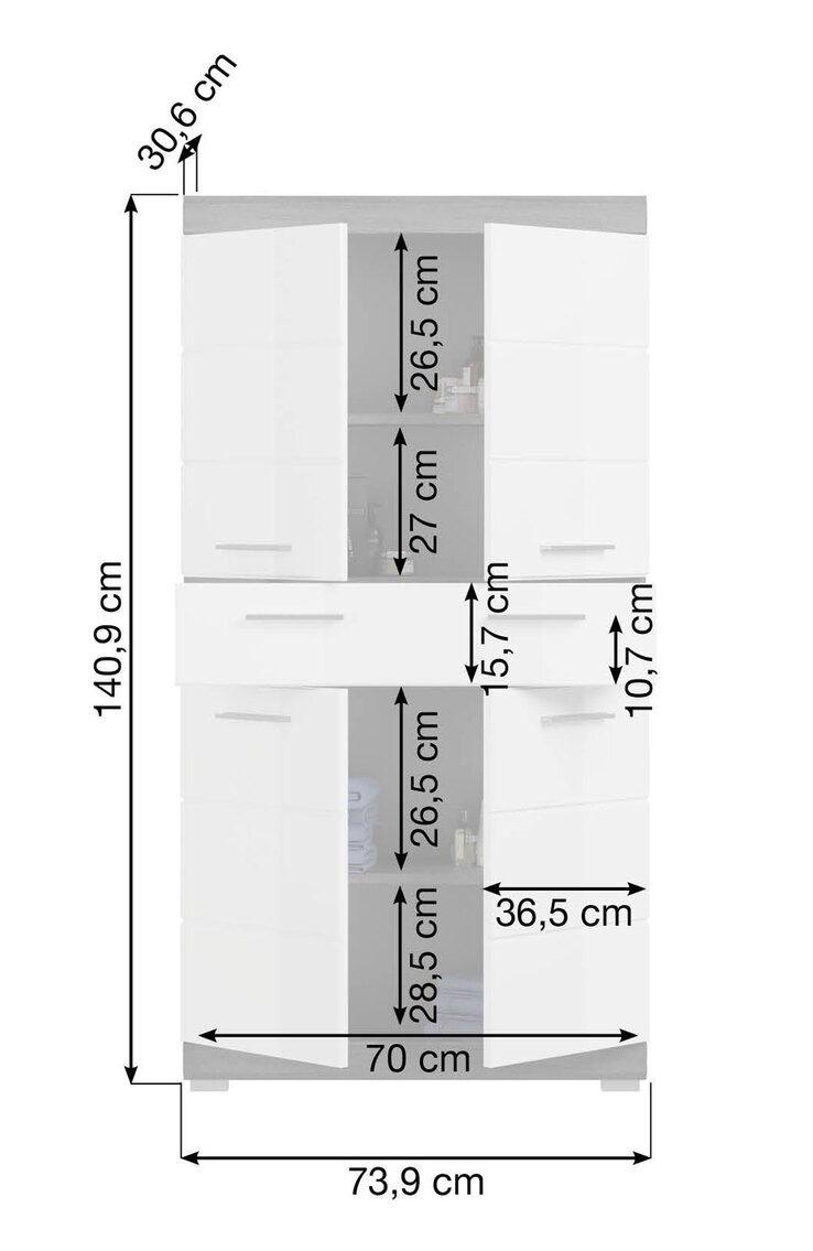 Badmidischrank Scout 74x141x31cm