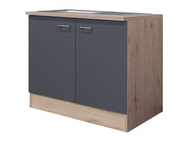 Spülenunterschrank Tiago Basaltgrau/Braun 100 x 85 x 57 cm