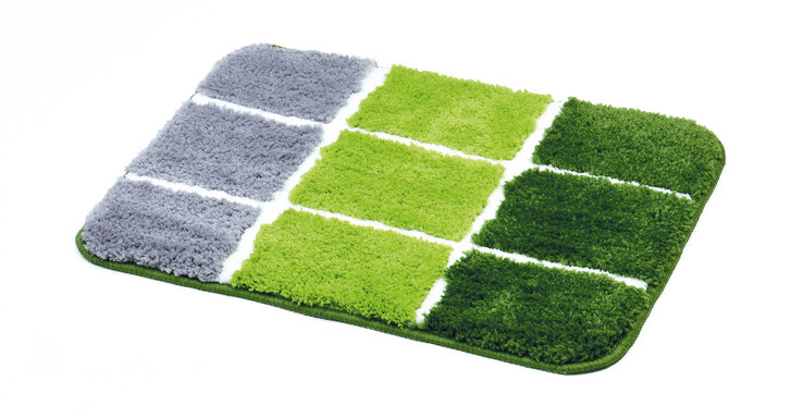 Badematten-Set Quadro Grün/Grau/Schwarz/Silber