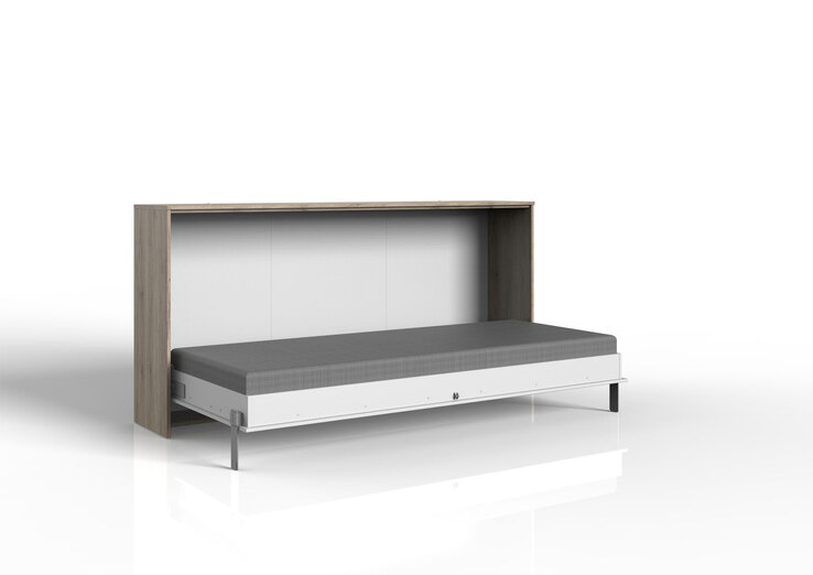 Wandklappbett Juist horizontal San Remo Eiche NB Weiß 212x105x43 cm