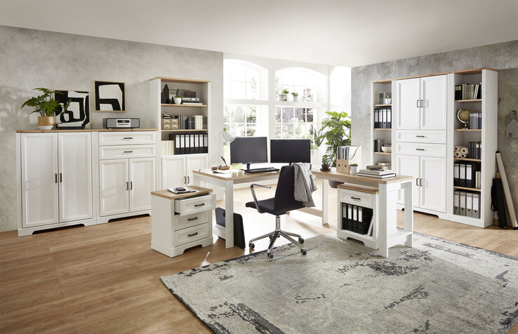 Schreibtisch-Winkel Jasmin weiß/Artisan Eiche NB