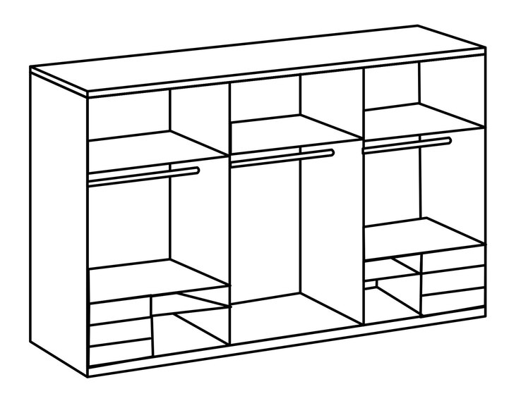 Schwebetürenschrank Level 36 A Syncro-Technik 300 x 216 cm braun/ weiß/ Spiegel
