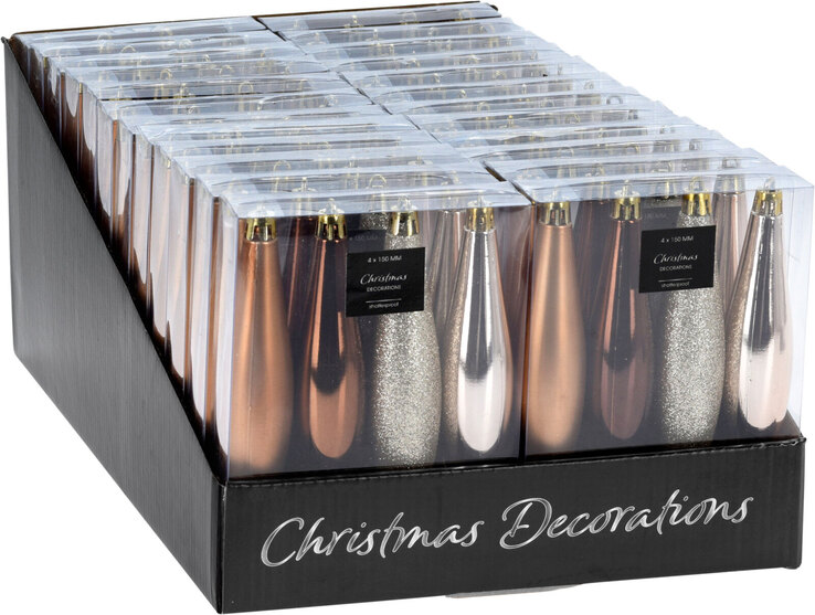 Weihnachtsbaumschmuck Zapfen 4-teilig bernstein matt glänzend glitzernd je 15cm Kunststoff bruchfest