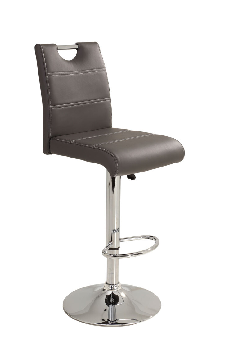 Barhocker Miranda Lederlook Grau 38x97-119x50 cm