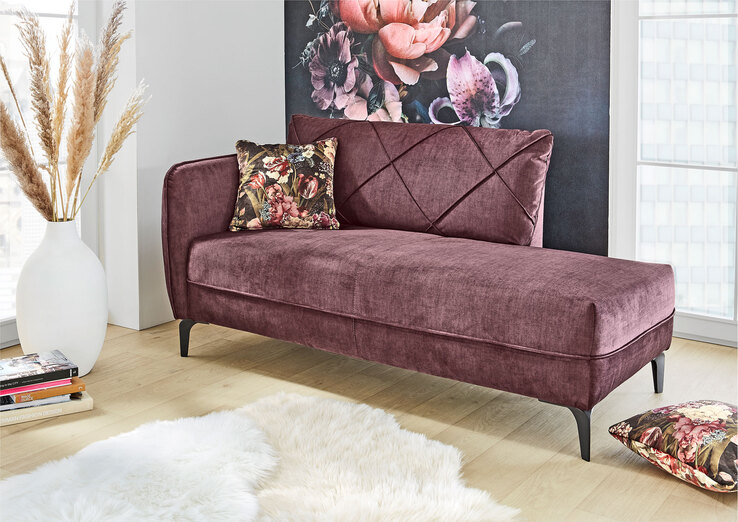 Recamiere NOVARA Stoffbezug Aubergine
