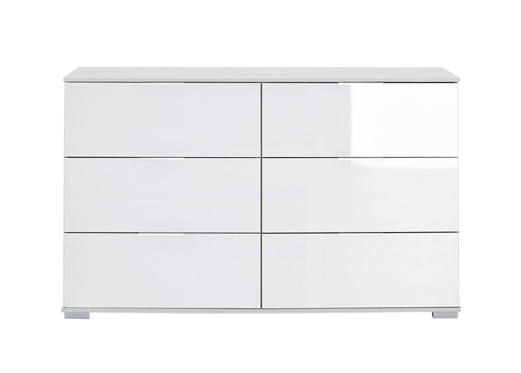 Kommode Easy Plus C Weiß/Glas 130 x 83 x 41 cm