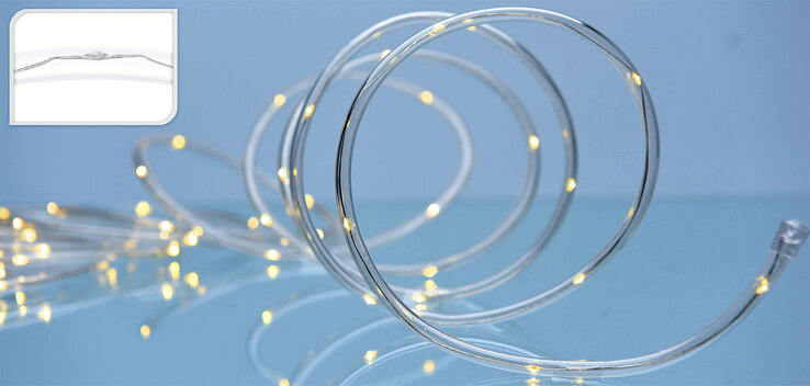LED Lichterschlauch Außen 5m warmweiß Timer 8Funktionen Batterie Kunststoff transparent Weihnachten