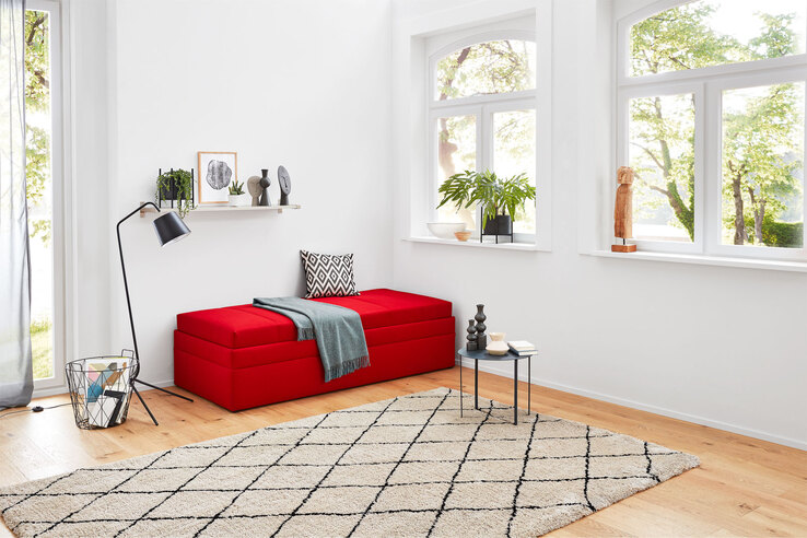Polsterliege Pia Stoffbezug rot 100 x 200 cm