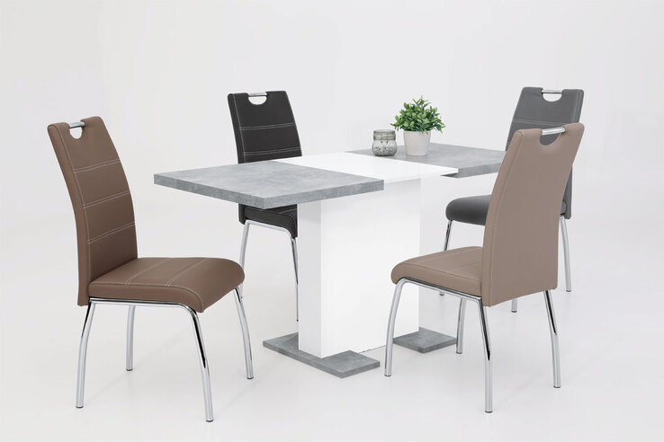 Tisch Britt Beton-Optik/Weiß 110-150 x 69 cm