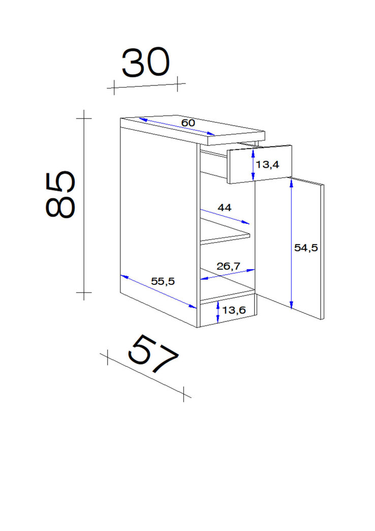 Unterschrank Nano Braun 30cm x 85cm x 57cm