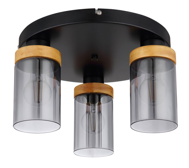 GLOBO Retrofit Deckenlampe Finca 39x21 cm schwarz/Holz