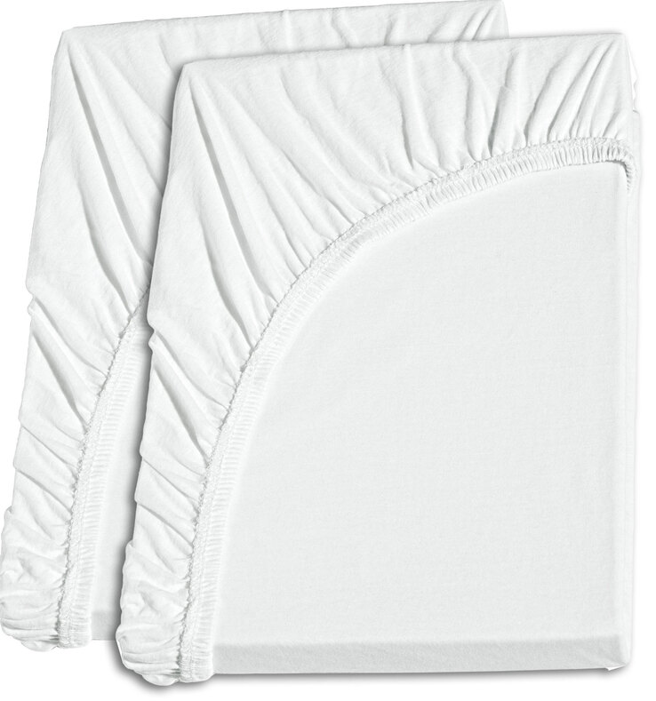 2er Set - Jersey-Spannbetttuch Baumwolle Weiß ca. 90 x 200 cm