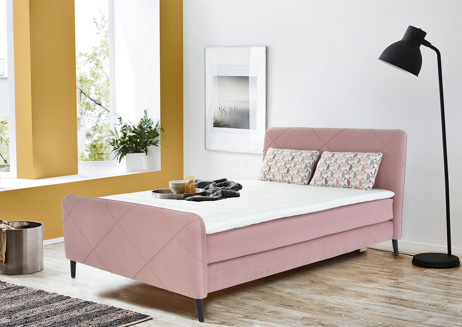 Boxspringbett Emia 140x200 cm rosa