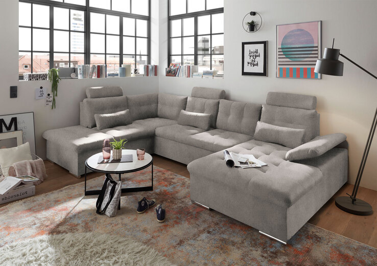 Wohnlandschaft Medan Taupe 324x107x218 cm