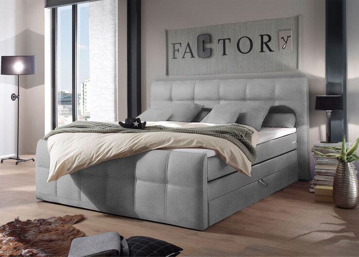 Boxspringbett Sacramento, Grau, 180 x 200 cm