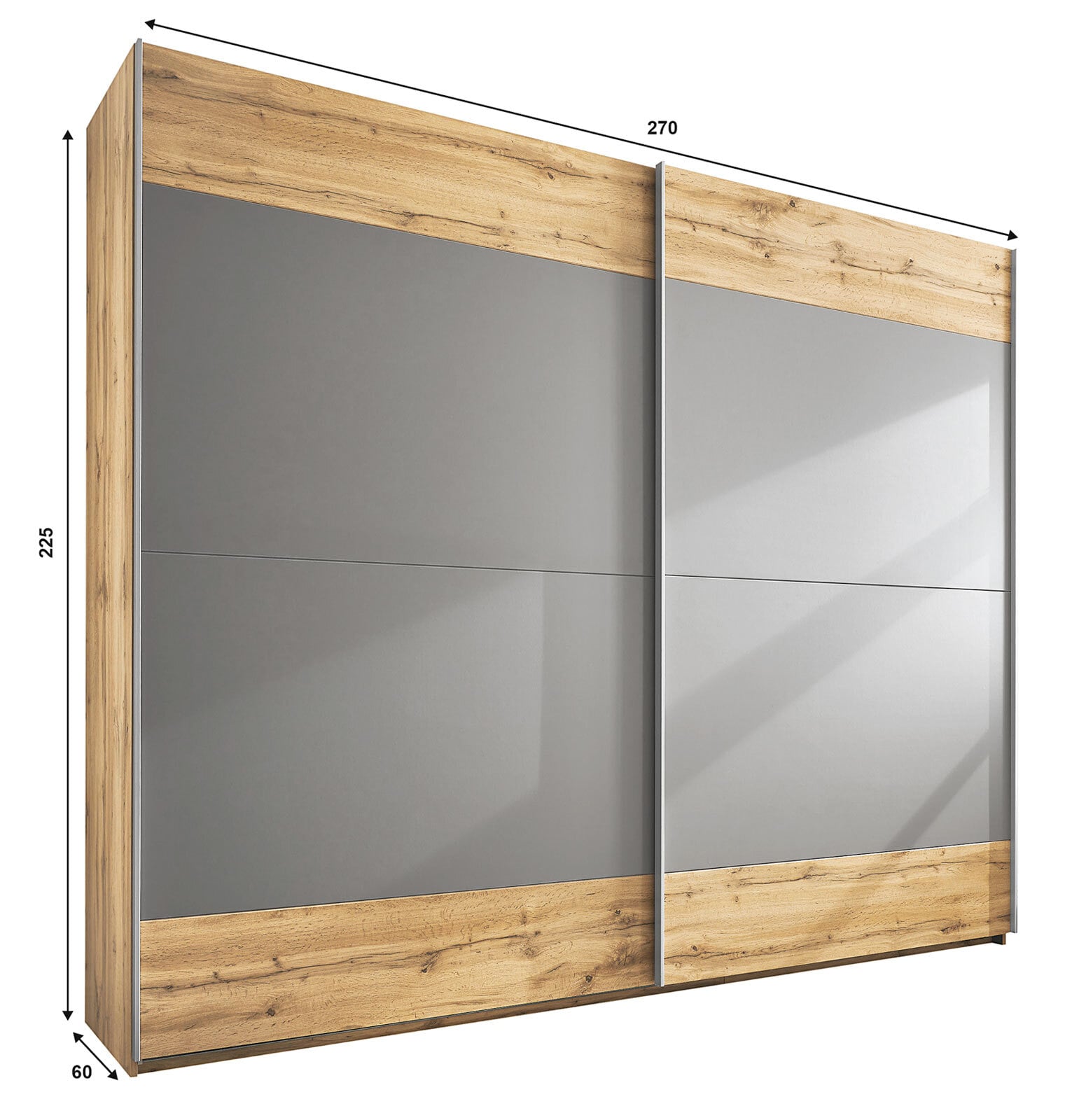 Schwebetürenschrank Forest 270x225,5x60 cm Wildeiche/Basaltgrau NB