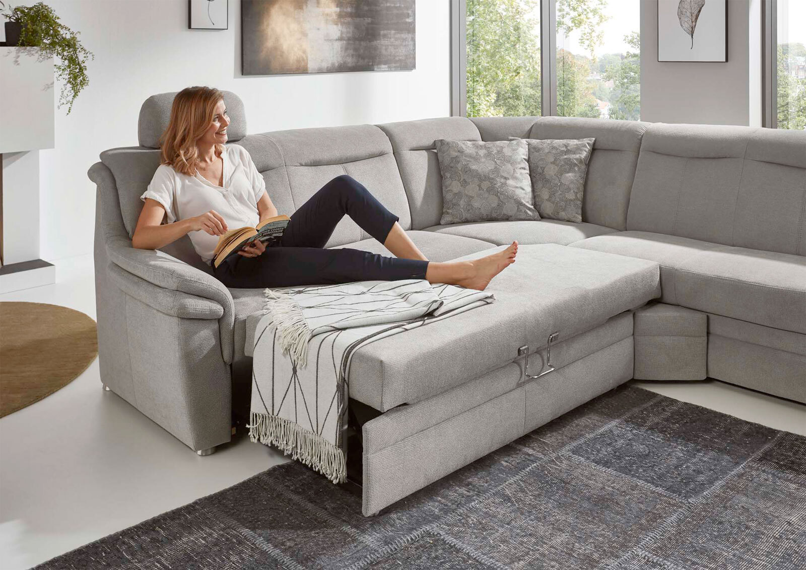 Ecksofa Mecheln Stoffbezug Belle silver 12 