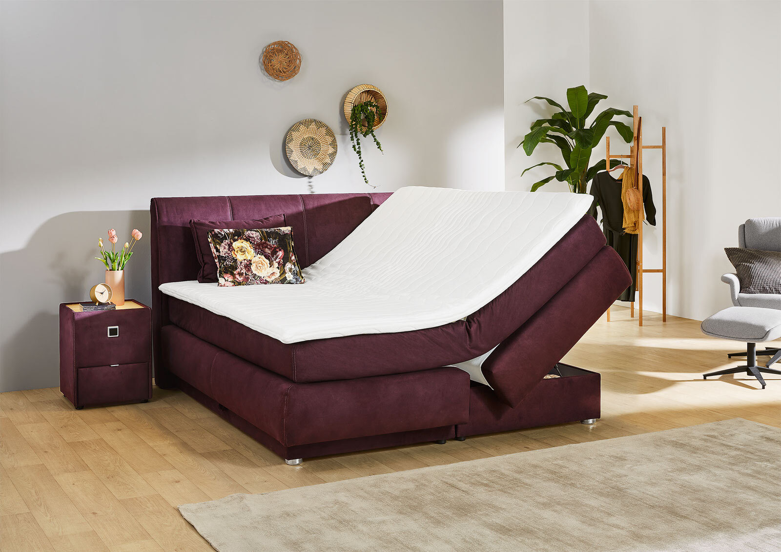 Boxspringbett Carla Mix Aubergine 180x200 cm