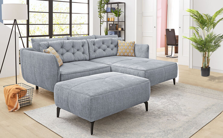 Hocker Salo Stoffbezug Hellgrau 111x45x79 cm